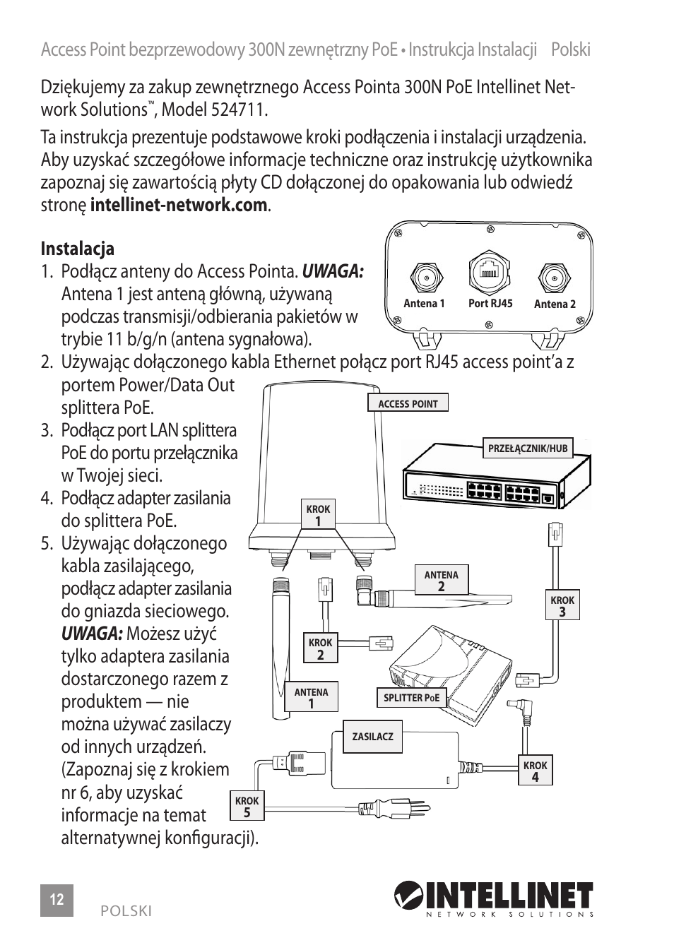 INTELLINET NETWORK 524711 Wireless 300N Outdoor PoE Access Point Quick Install Guide User Manual | Page 12 / 16