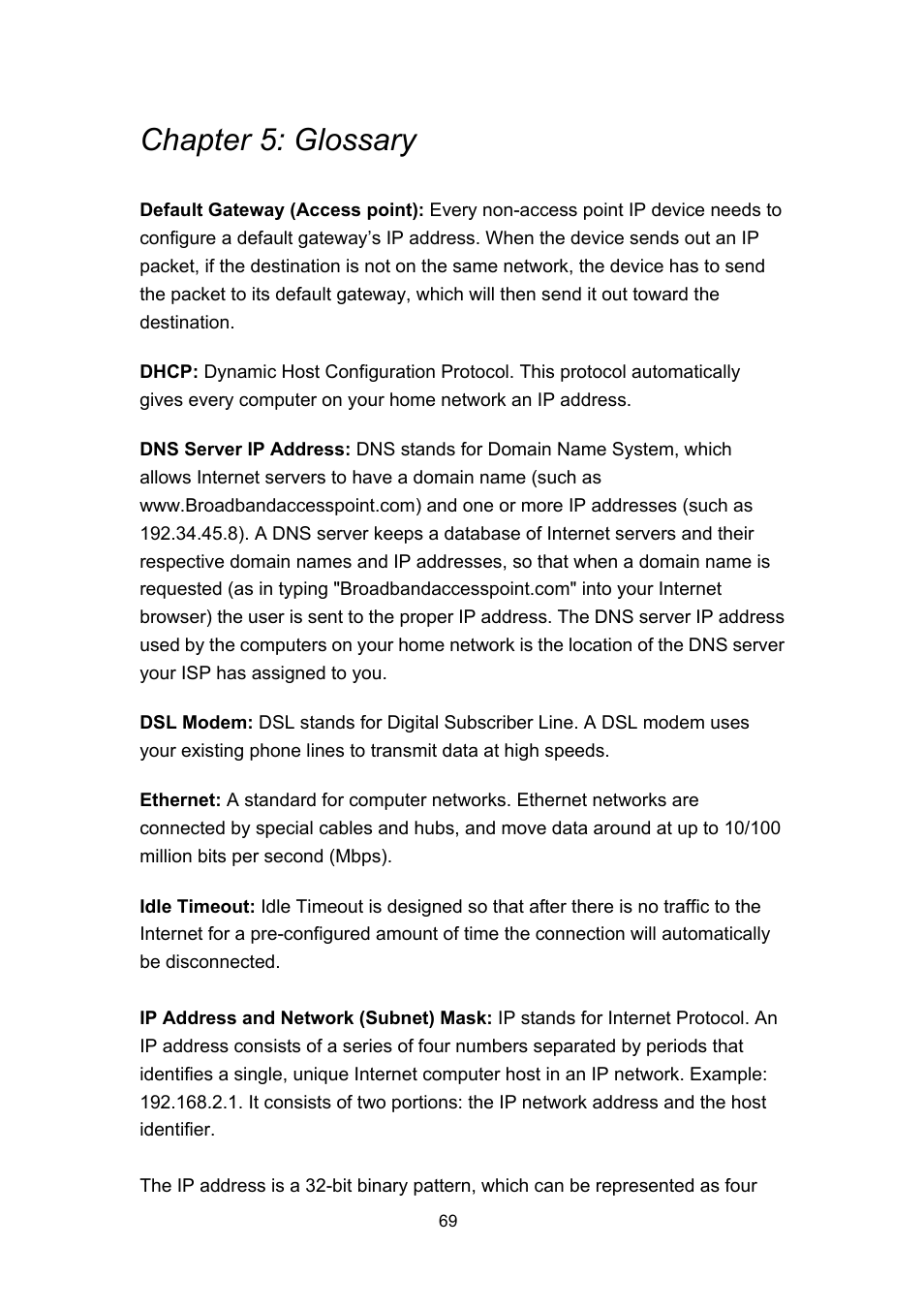 Chapter 5: glossary | INTELLINET NETWORK 524711 Wireless 300N Outdoor PoE Access Point User Manual User Manual | Page 75 / 82