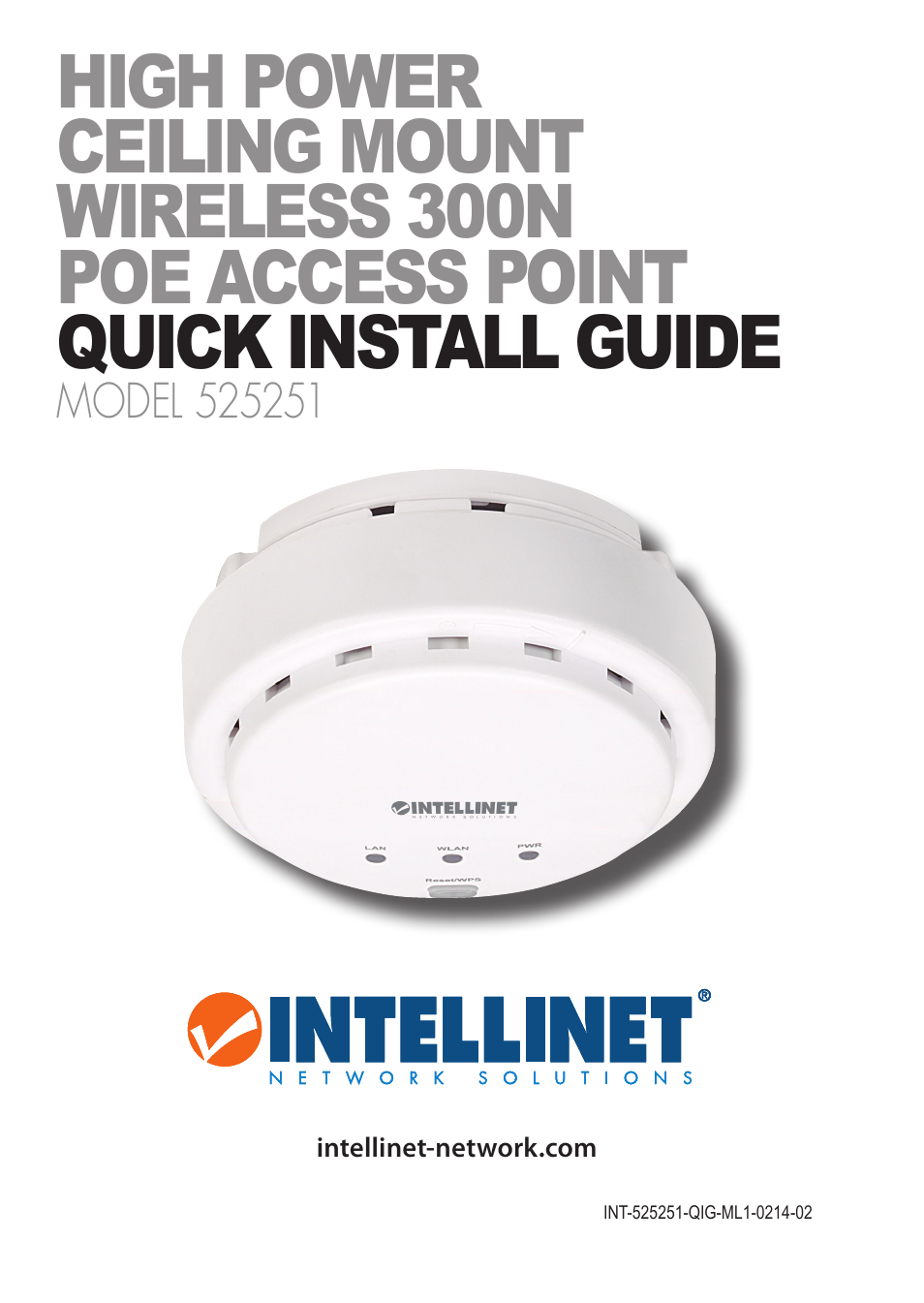 INTELLINET NETWORK 525251 300N High-Power PoE Access Point Quick Install Guide User Manual | 12 pages