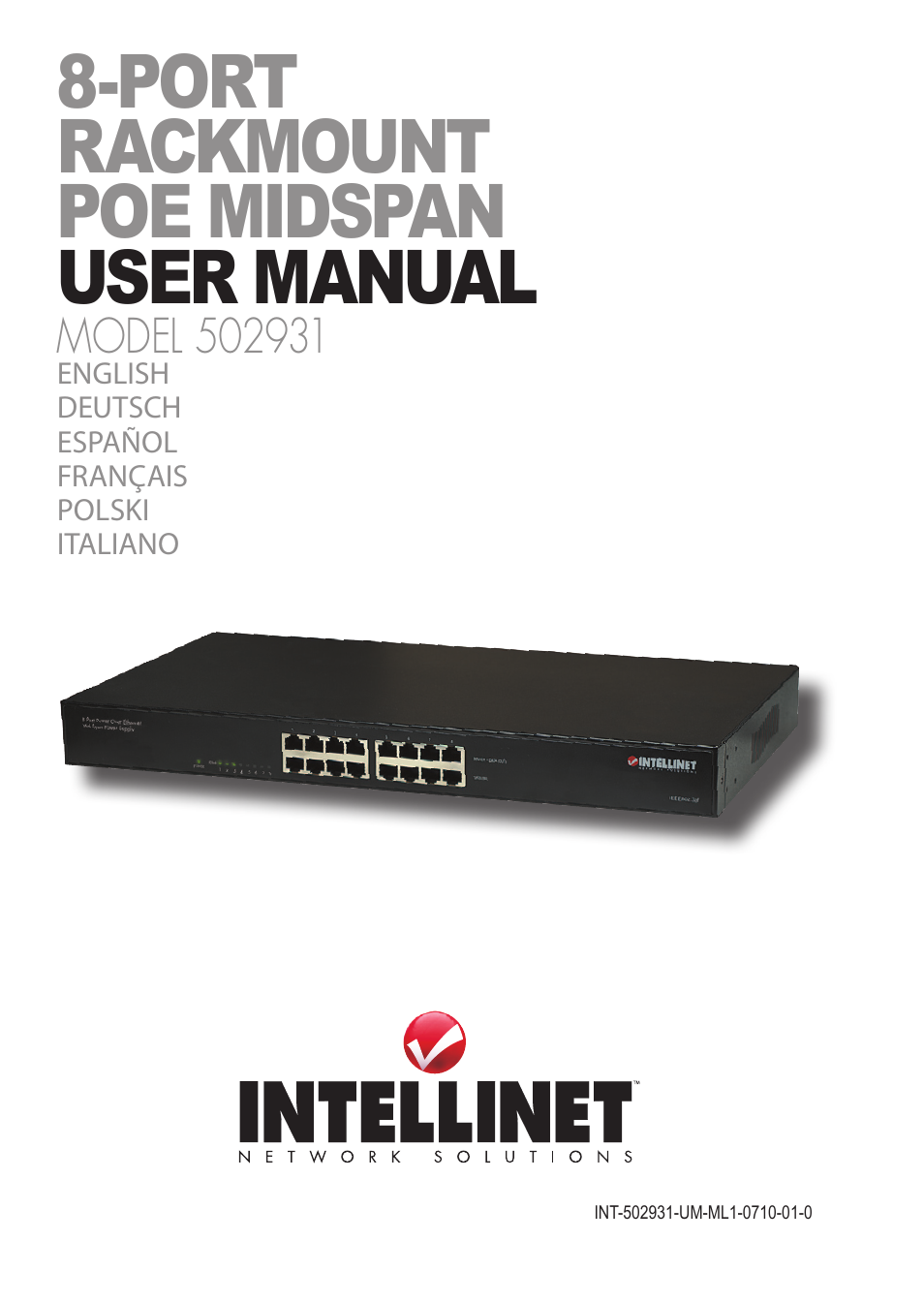 INTELLINET NETWORK 502931 8-Port Rackmount PoE Midspan User Manual | 12 pages