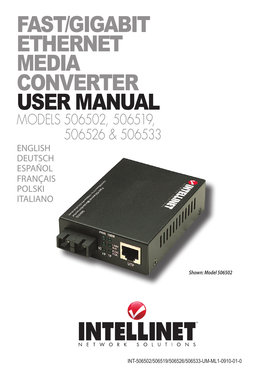 INTELLINET NETWORK 506533 Fast Ethernet Media Converter User Manual | 20 pages