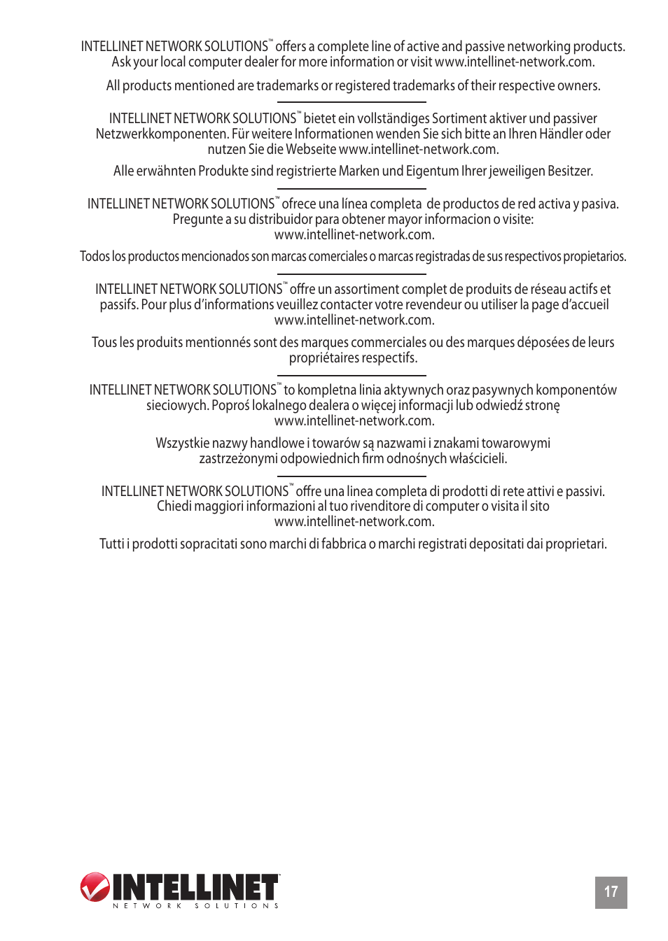 INTELLINET NETWORK 506533 Fast Ethernet Media Converter User Manual | Page 17 / 20