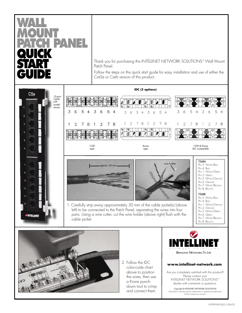 INTELLINET NETWORK 162470 Cat5e Wall-mount Patch Panel User Manual | 1 page