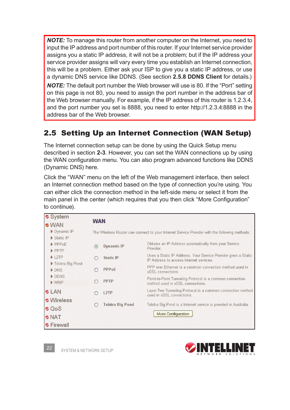 5 setting up an internet connection (wan setup) | INTELLINET NETWORK 525268 User Manual User Manual | Page 22 / 75