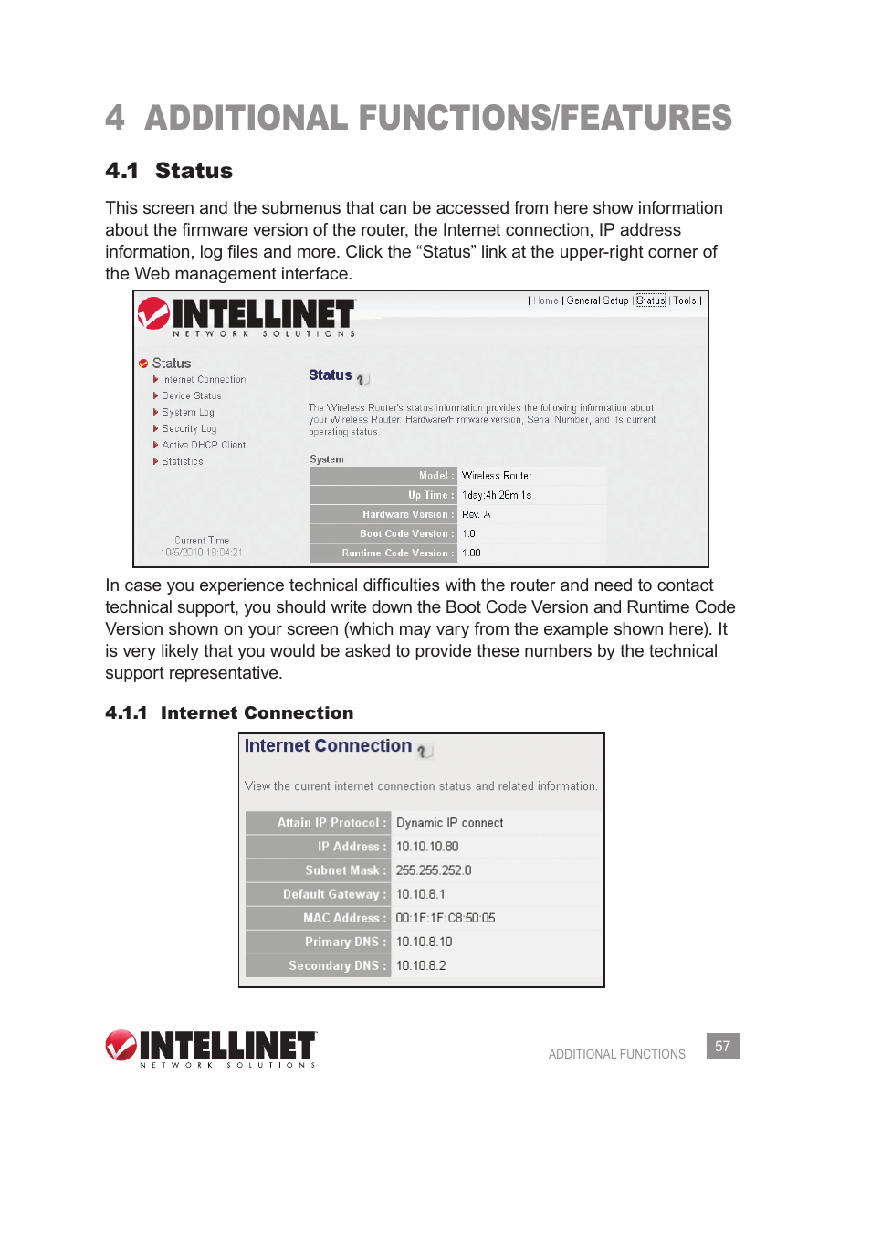 4 additional functions/features, 1 status | INTELLINET NETWORK 525268 User Manual User Manual | Page 57 / 75