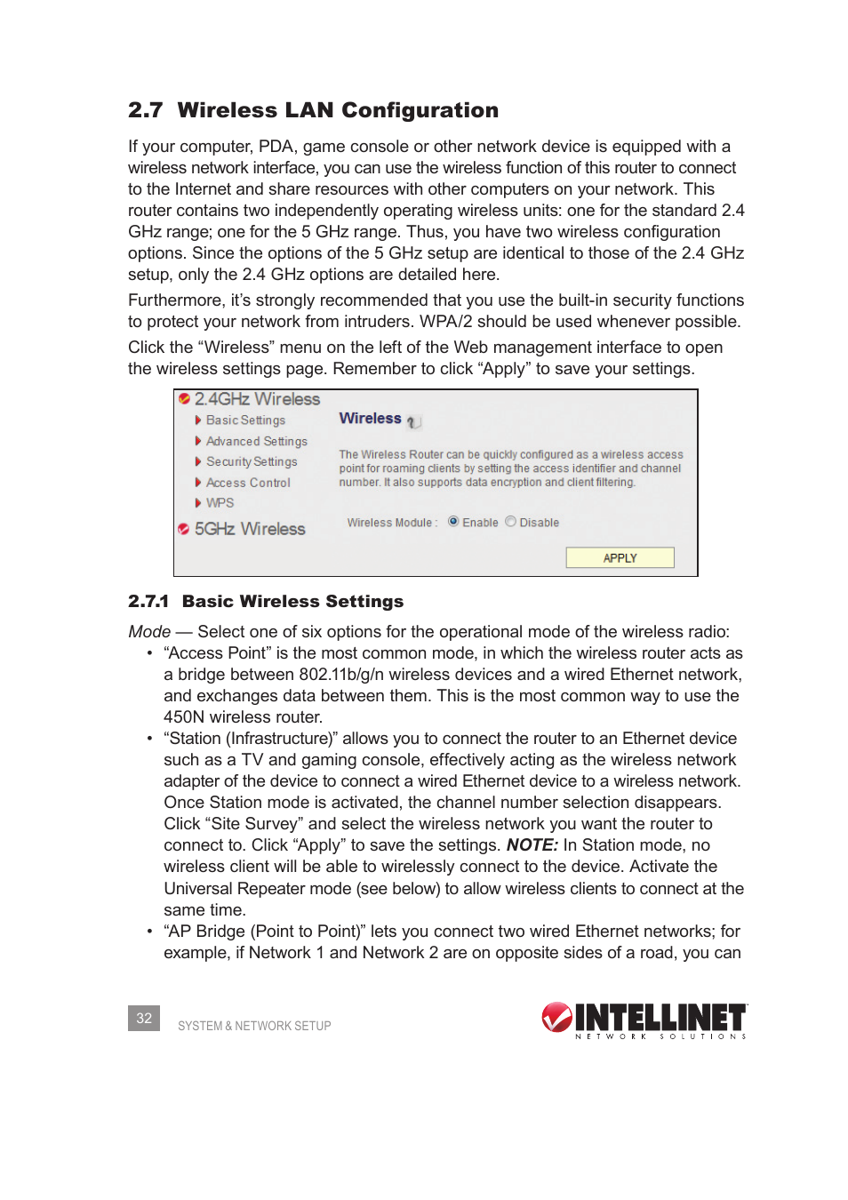 7 wireless lan configuration | INTELLINET NETWORK 524988 User Manual User Manual | Page 32 / 72