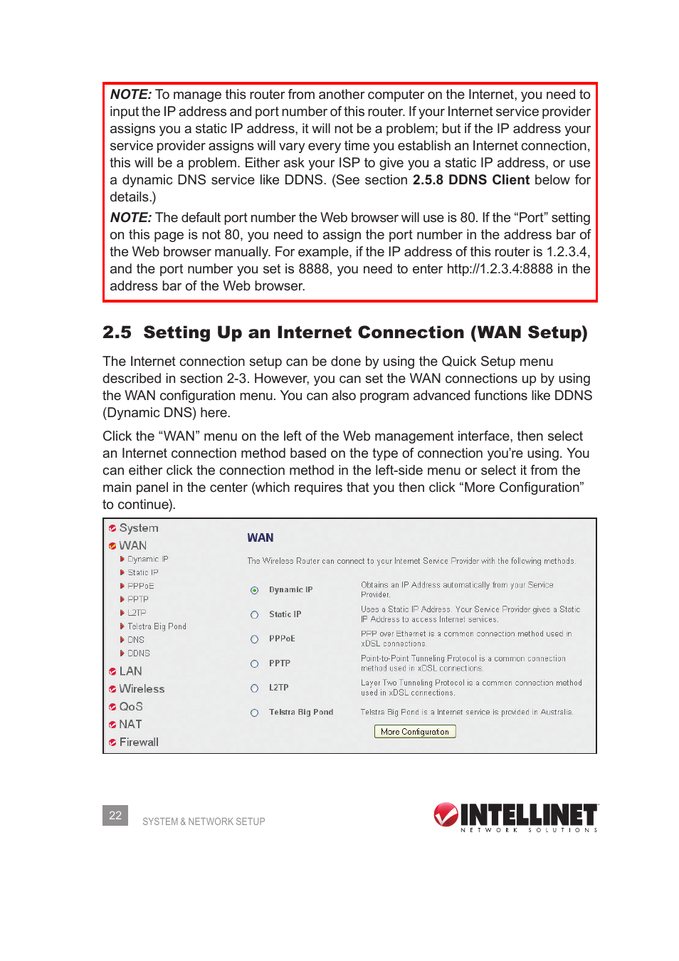 5 setting up an internet connection (wan setup) | INTELLINET NETWORK 524445 User Manual User Manual | Page 22 / 70