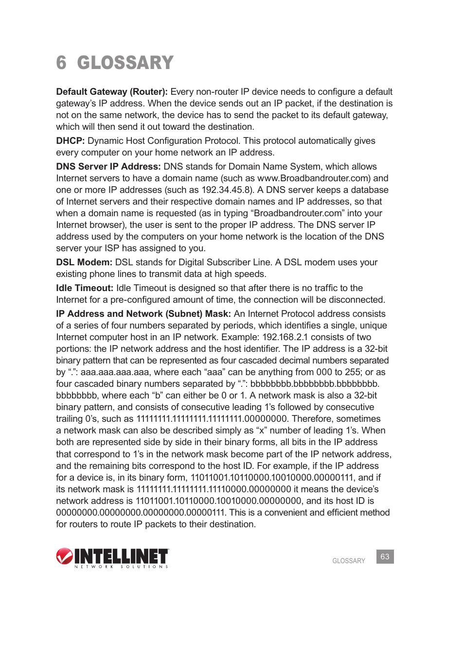 6 glossary | INTELLINET NETWORK 524445 User Manual User Manual | Page 63 / 70
