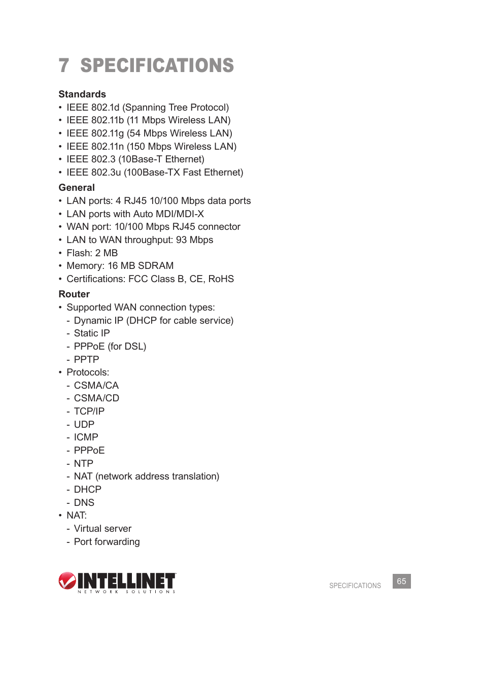 7 specifications | INTELLINET NETWORK 524445 User Manual User Manual | Page 65 / 70