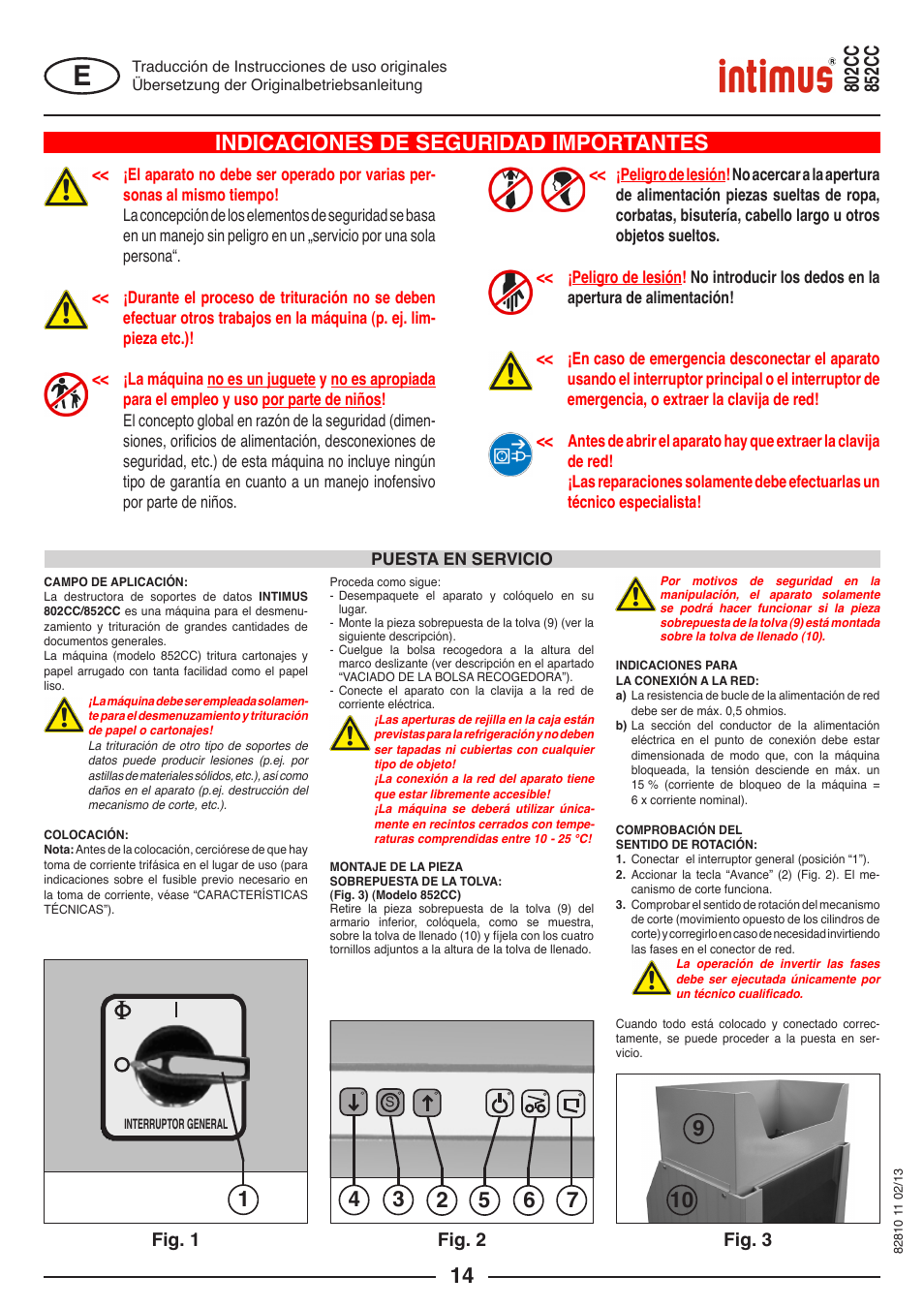 Indicaciones de seguridad importantes, Fig. 1, Fig. 2 | Fig. 3 | intimus 802 CC User Manual | Page 14 / 56