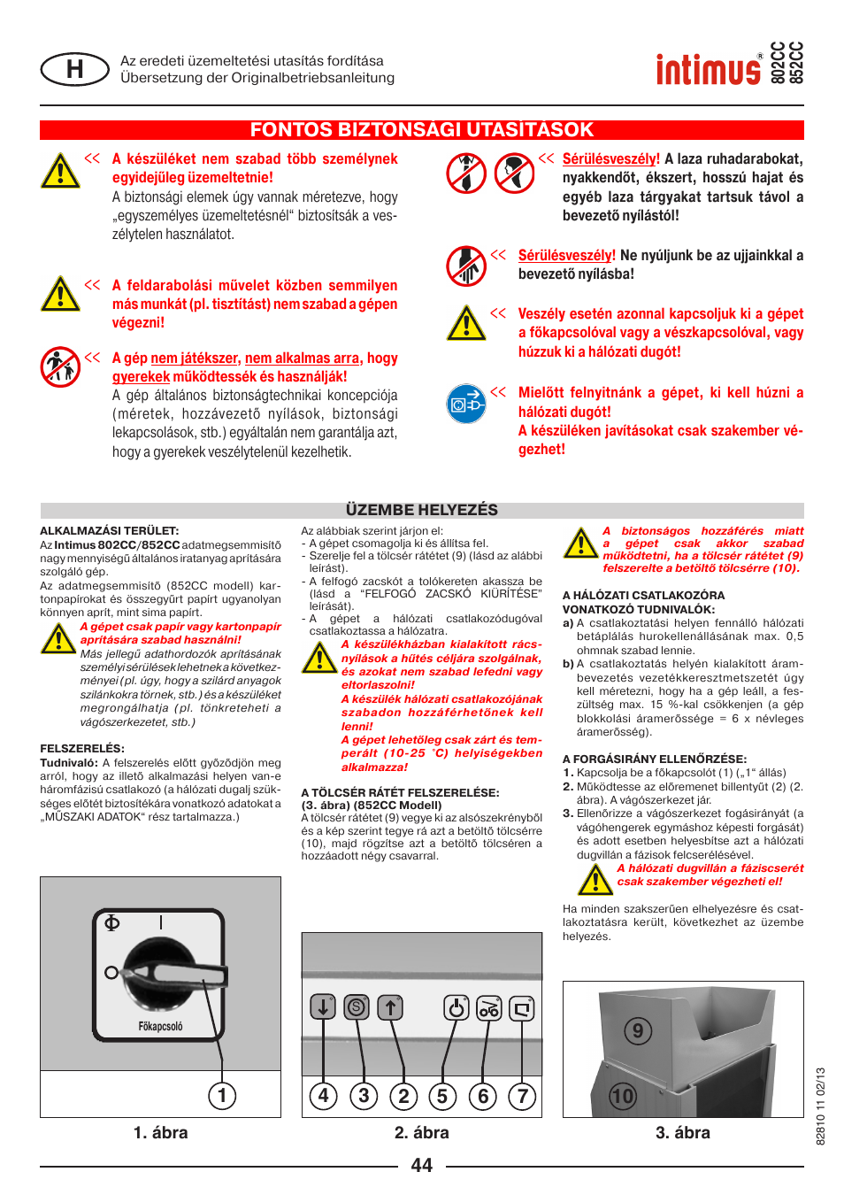 Fontos biztonsági utasítások, Ábra 2. ábra 3. ábra | intimus 802 CC User Manual | Page 44 / 56