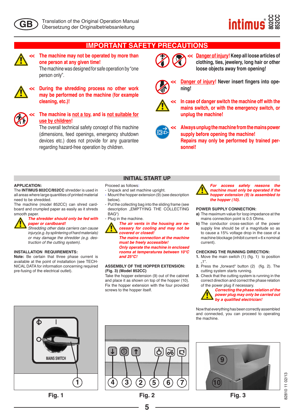 Important safety precautions, Fig. 1, Fig. 2 | Fig. 3 | intimus 802 CC User Manual | Page 5 / 56