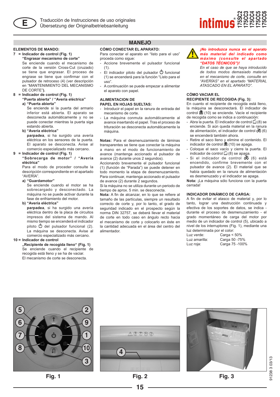 Fig. 3 fig. 2, Fig. 1, Manejo | intimus 175 CC5 User Manual | Page 15 / 56