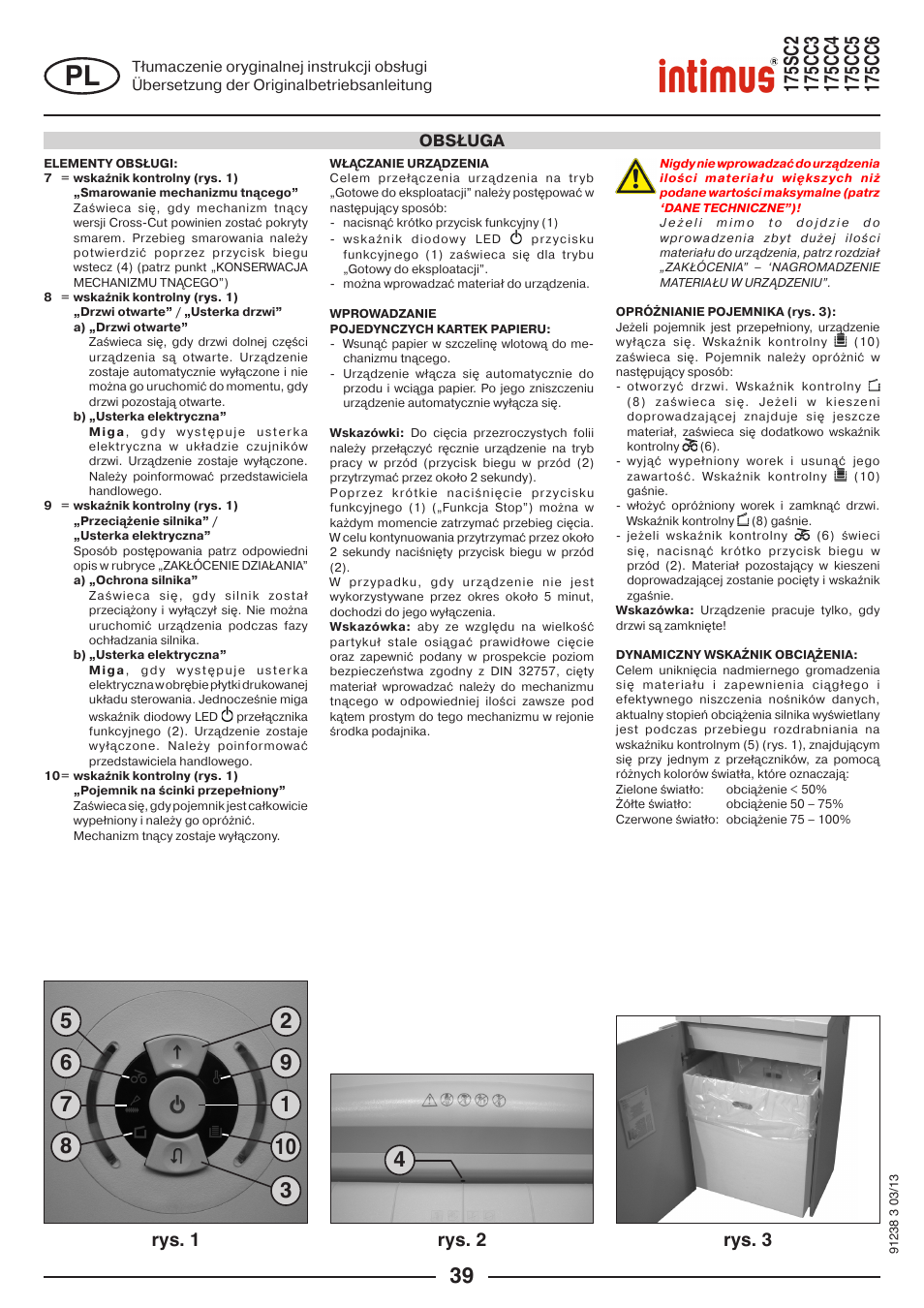 Rys. 2, Rys. 1, Rys. 3 | Obsługa | intimus 175 CC5 User Manual | Page 39 / 56
