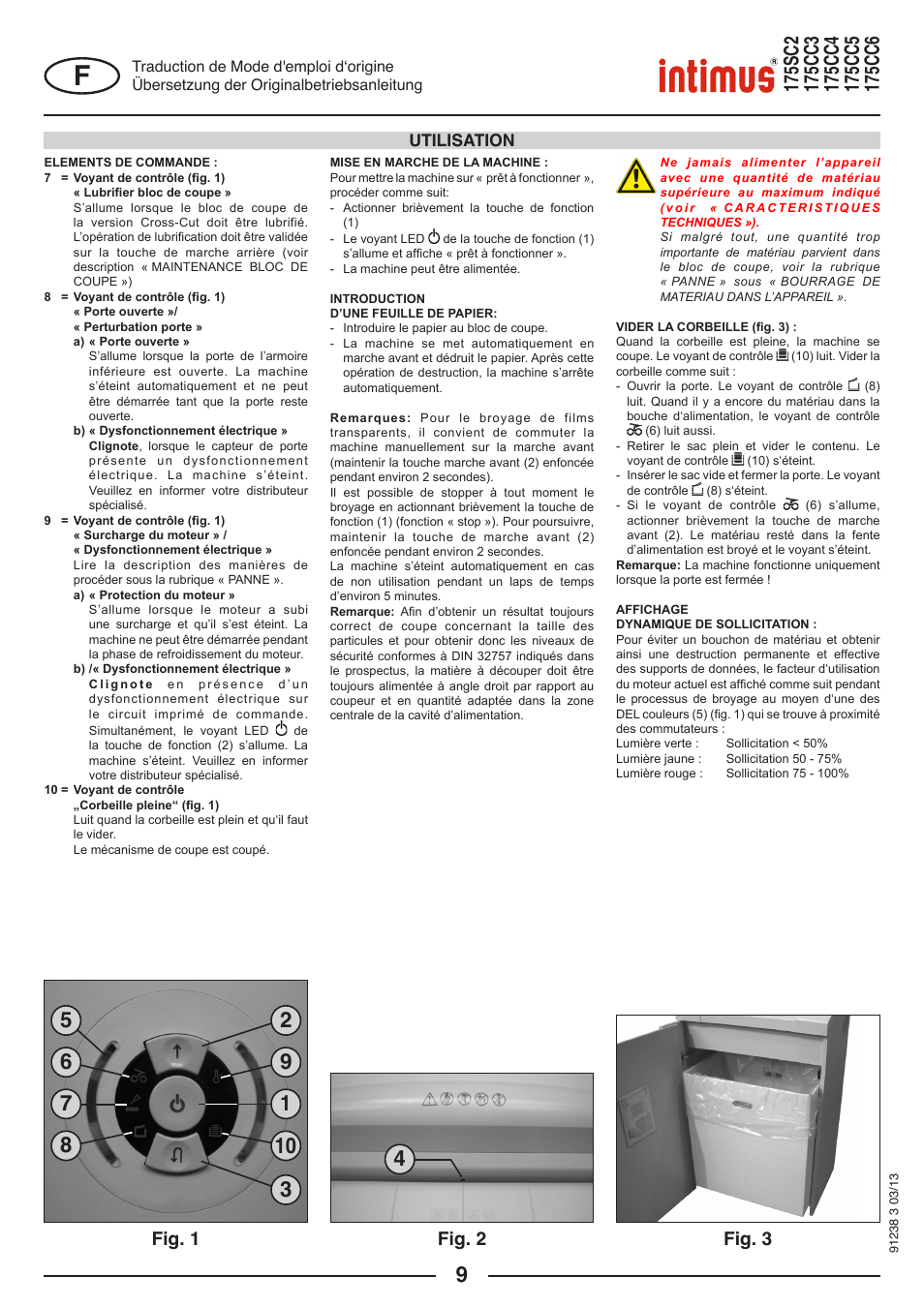 Fig. 3 fig. 2, Fig. 1, Utilisation | intimus 175 CC5 User Manual | Page 9 / 56