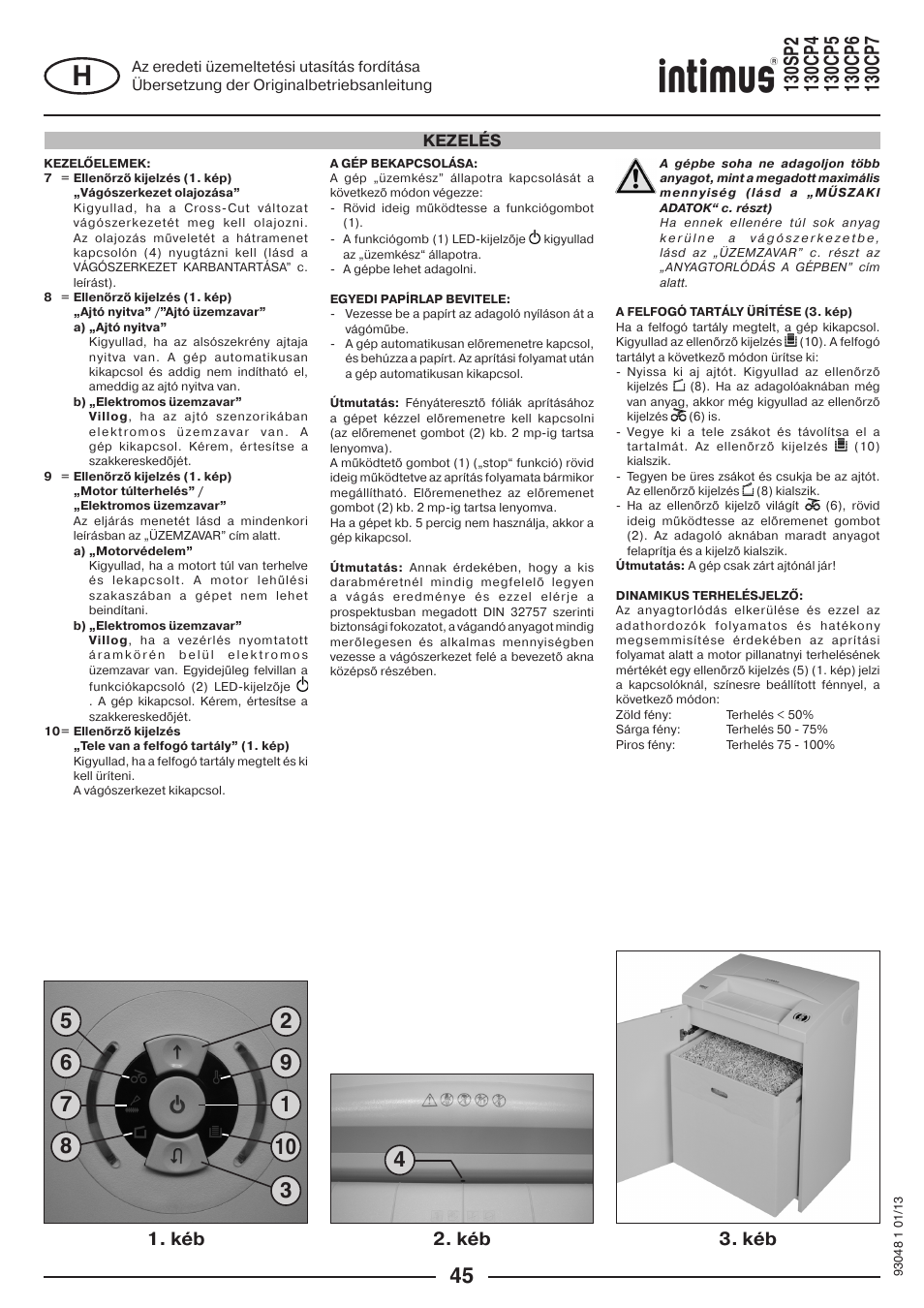 Kéb 3. kйb, Kezelés | intimus 130 CP7 User Manual | Page 45 / 56