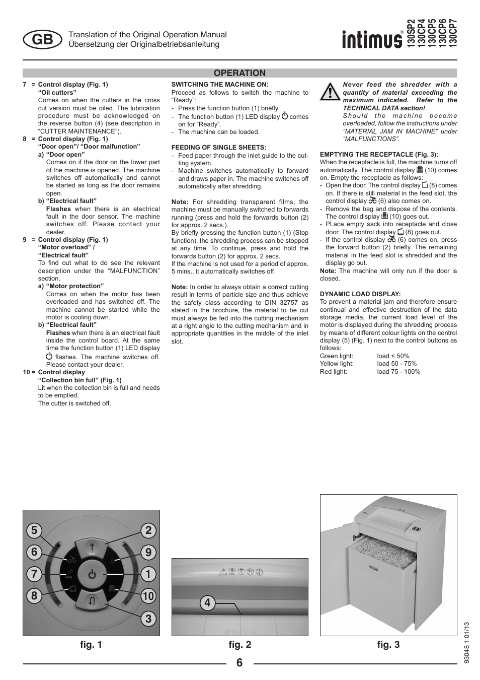 Fig. 2, Fig. 3 fig. 1, Operation | intimus 130 CP7 User Manual | Page 6 / 56