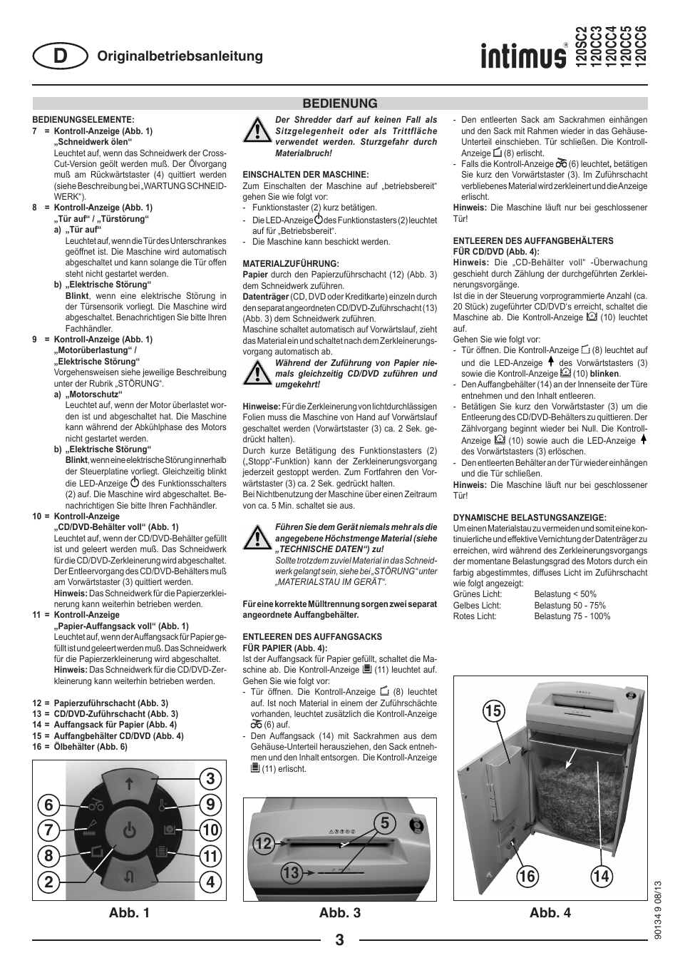 Abb. 1 abb. 3 abb. 4 originalbetriebsanleitung, Bedienung | intimus 120 CC4 User Manual | Page 3 / 56