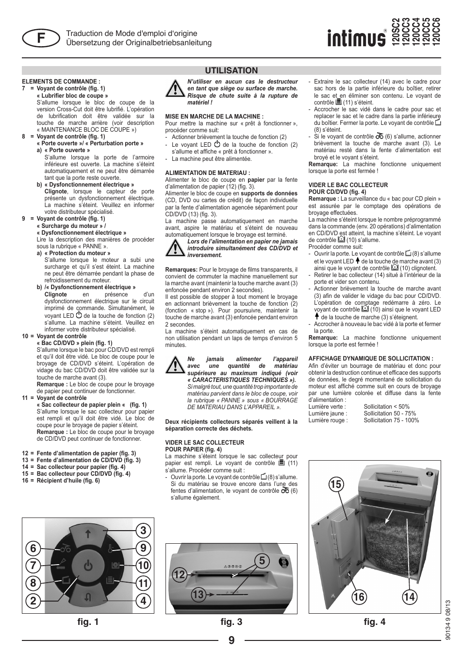 Fig. 1 fig. 3 fig. 4, Utilisation | intimus 120 CC4 User Manual | Page 9 / 56