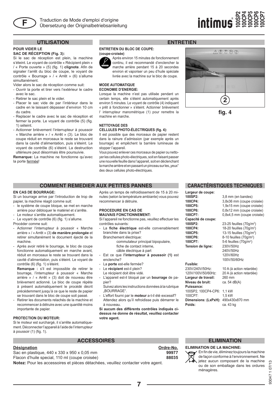 Fig. 4, Utilisation | intimus 100 CP7 User Manual | Page 7 / 36