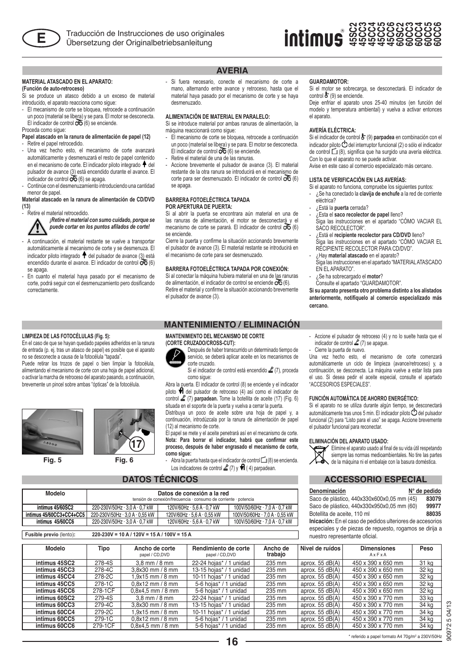 intimus 45 CC4 User Manual | Page 16 / 56