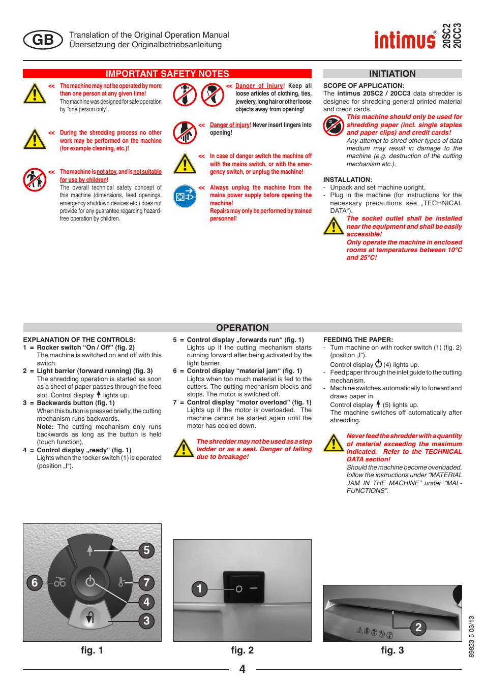 Fig. 2 fig. 3, Fig. 1, Operation initiation | intimus 20 CC3 User Manual | Page 4 / 36