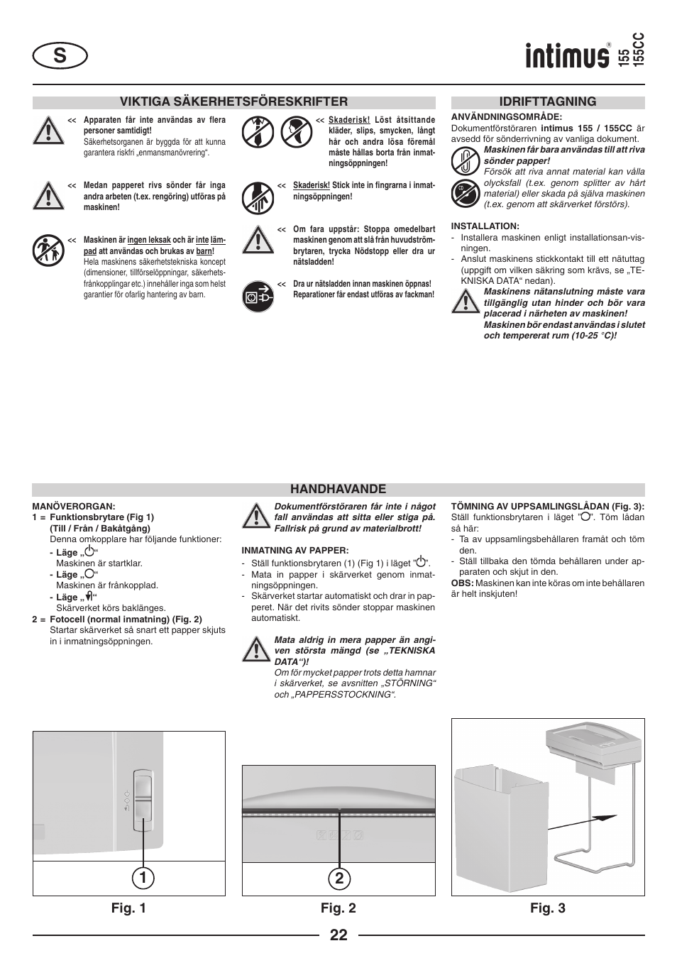 Fig. 1 fig. 2, Fig. 3 | intimus 155 CC User Manual | Page 22 / 40