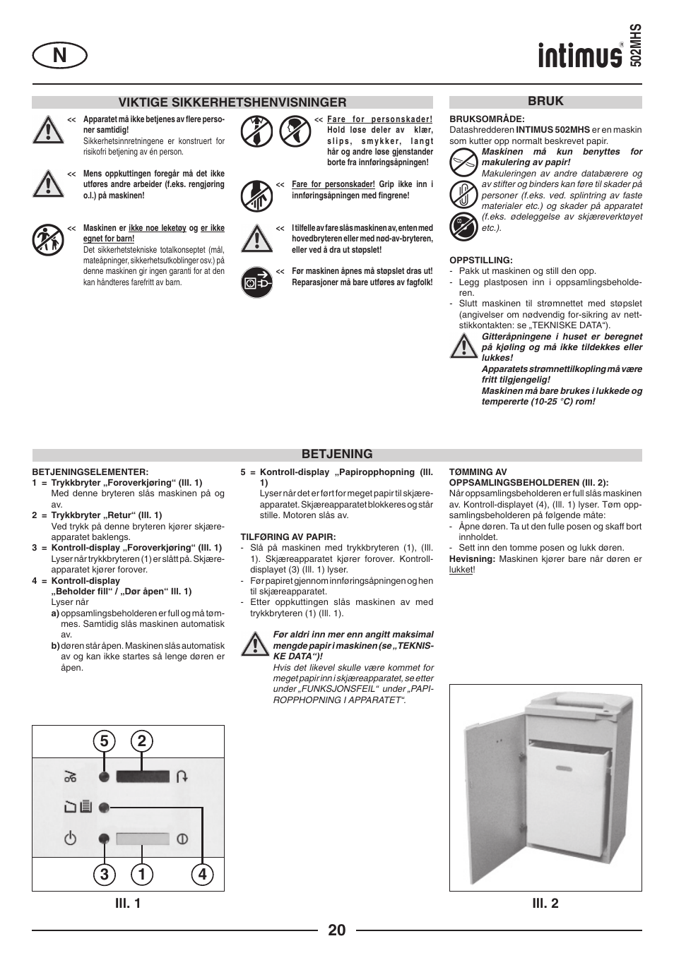 502mhs, Ill. 2 ill. 1 | intimus 502 User Manual | Page 20 / 36