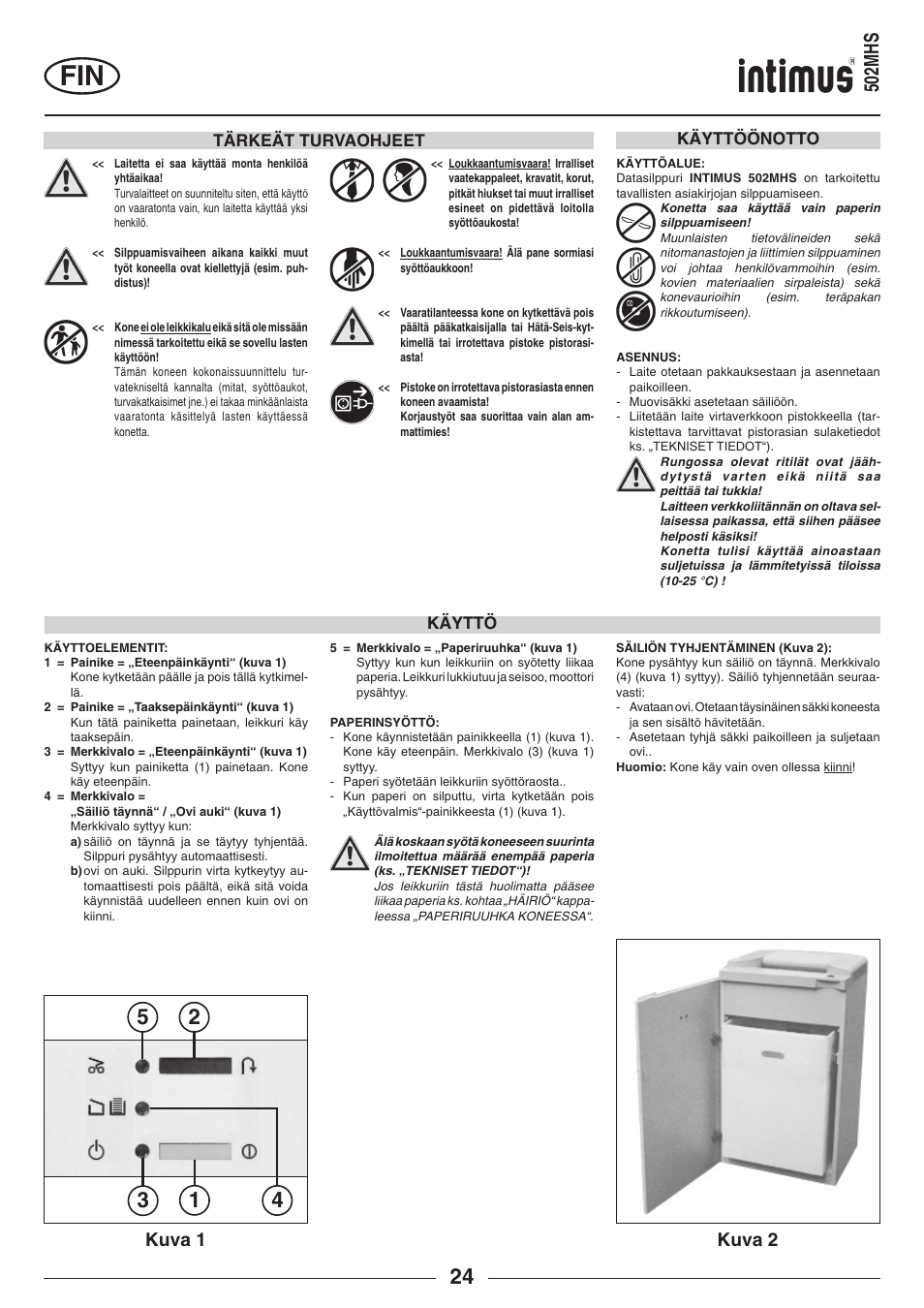 502mhs, Kuva 2 kuva 1 | intimus 502 User Manual | Page 24 / 36