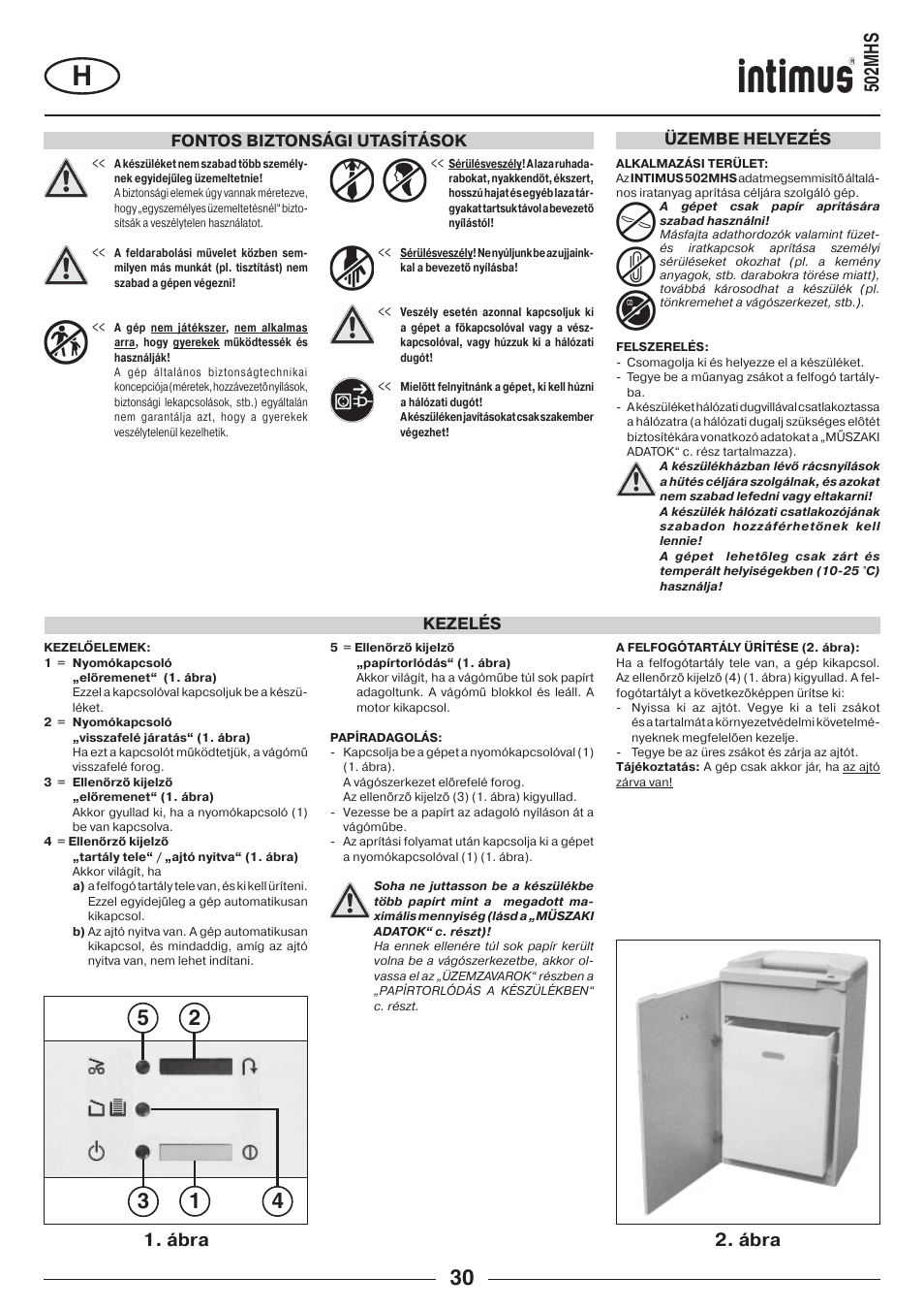 502mhs, Ábra 1. ábra, Fontos biztonsági utasítások | Kezelés üzembe helyezés | intimus 502 User Manual | Page 30 / 36