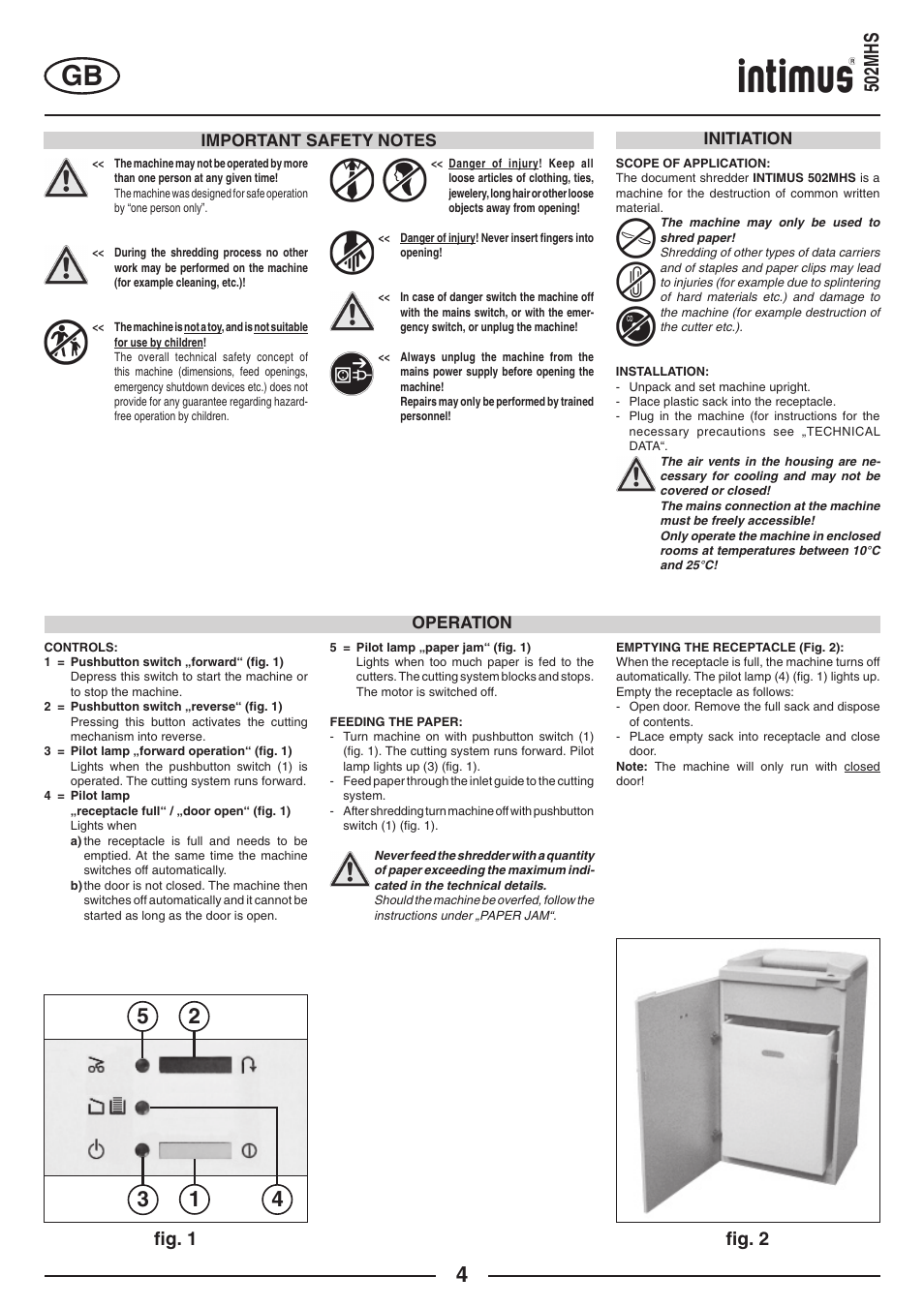 502mhs, FIg. 2 ﬁg. 1 | intimus 502 User Manual | Page 4 / 36