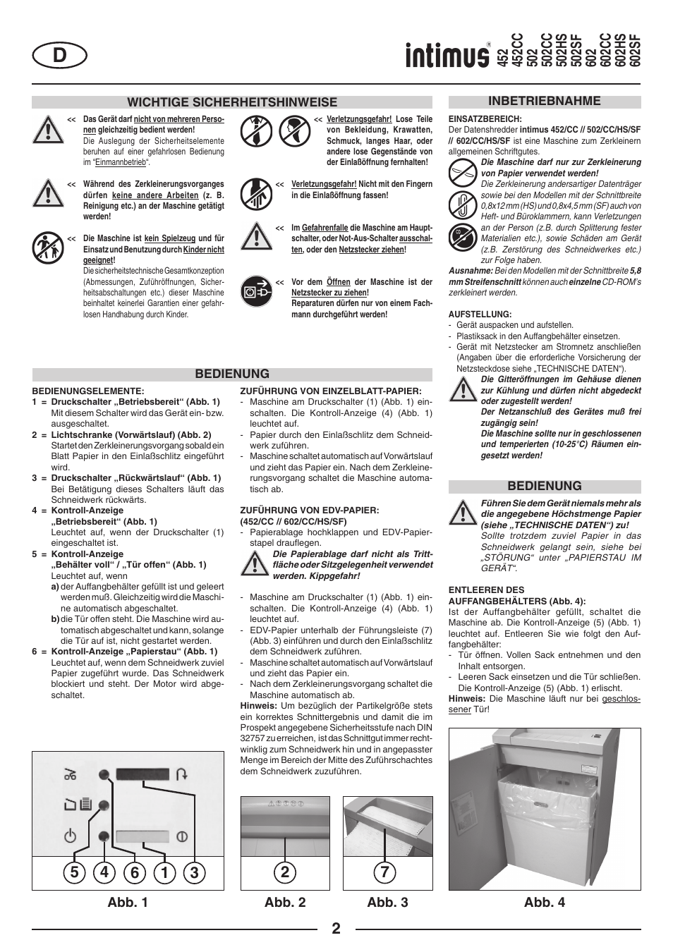Abb. 1 abb. 2, Abb. 4 abb. 3 | intimus Modelis 684 User Manual | Page 2 / 48
