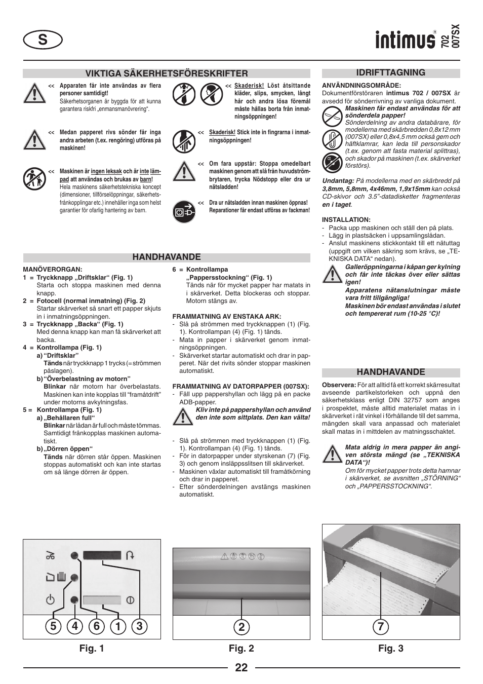 Fig. 1, Fig. 3, Fig. 2 | intimus 702 User Manual | Page 22 / 36