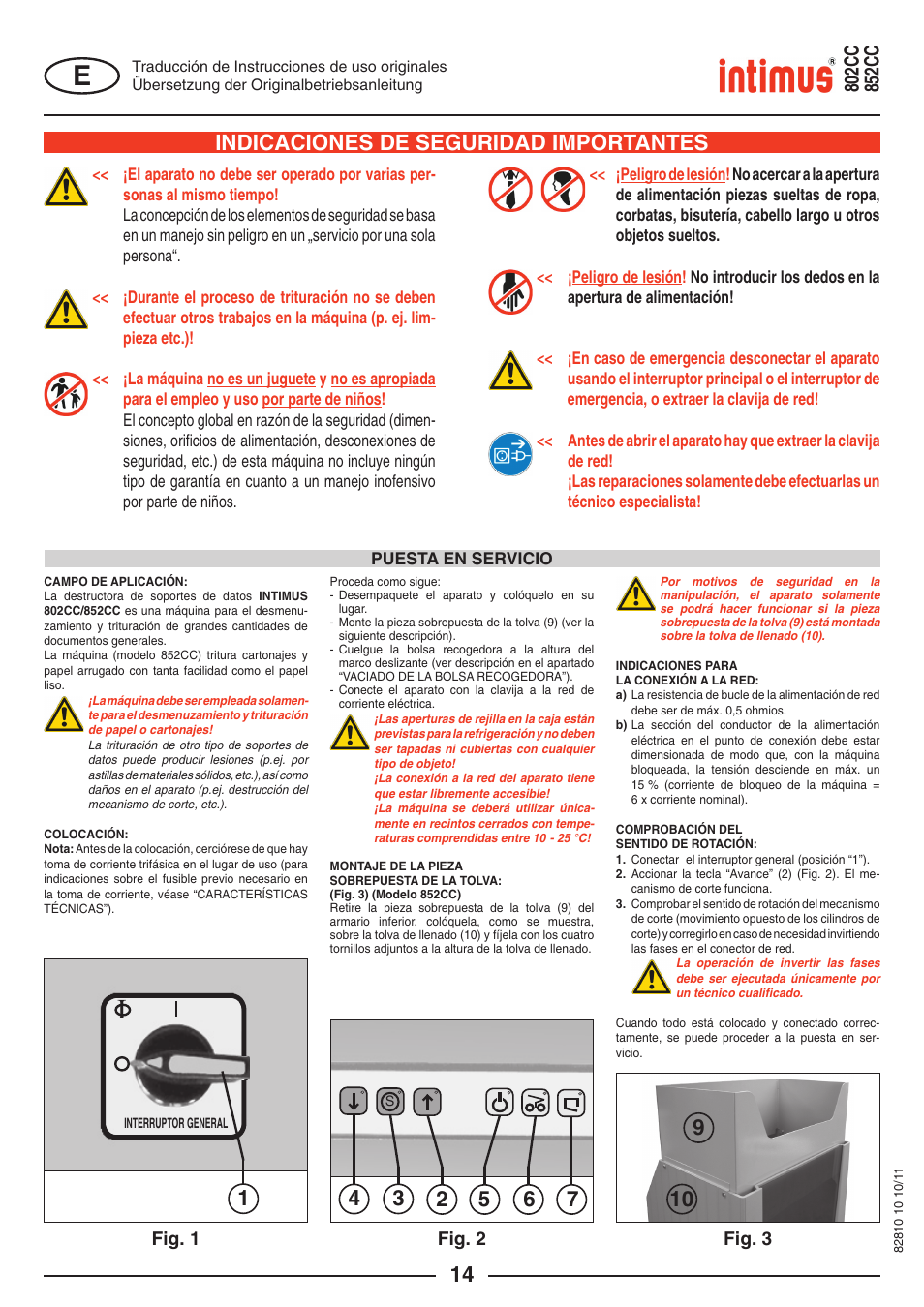 Indicaciones de seguridad importantes, Fig. 1, Fig. 2 | Fig. 3 | intimus 852 CC User Manual | Page 14 / 56