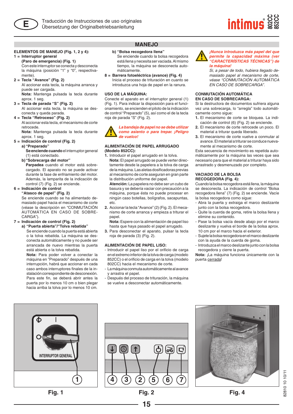 Fig. 4, Fig. 1, Fig. 2 | intimus 852 CC User Manual | Page 15 / 56