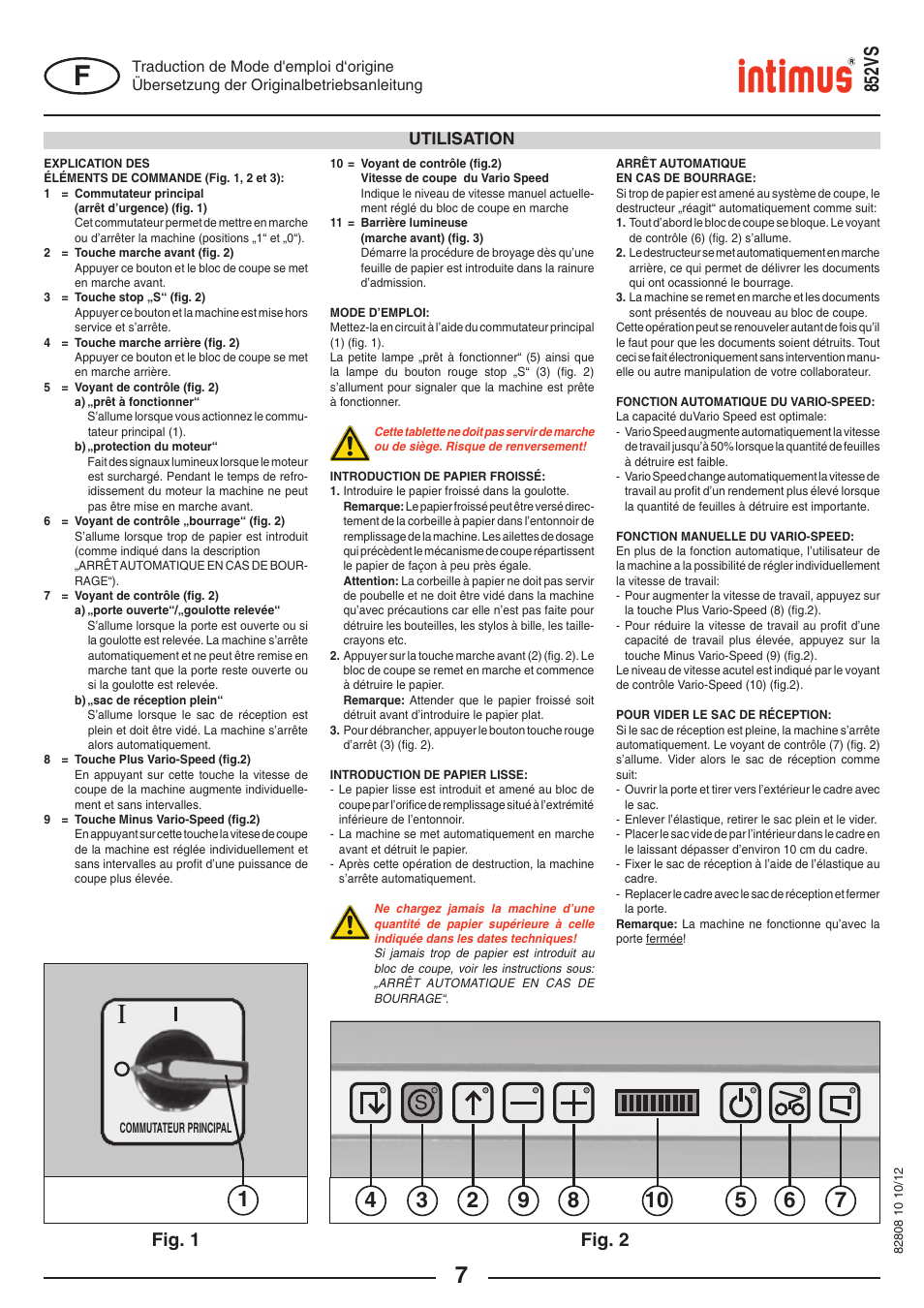 S852vs, Fig. 2, Fig. 1 | intimus 852 VS User Manual | Page 7 / 36