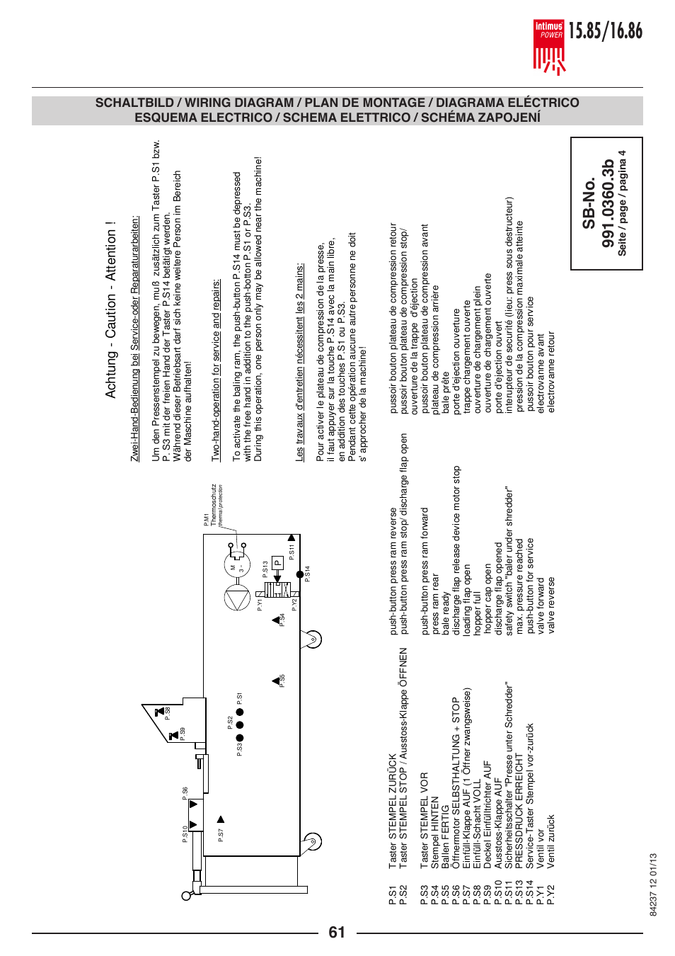 Ach tu ng - c au tio n - a tt en tio n | intimus POWER 16.86 User Manual | Page 61 / 68
