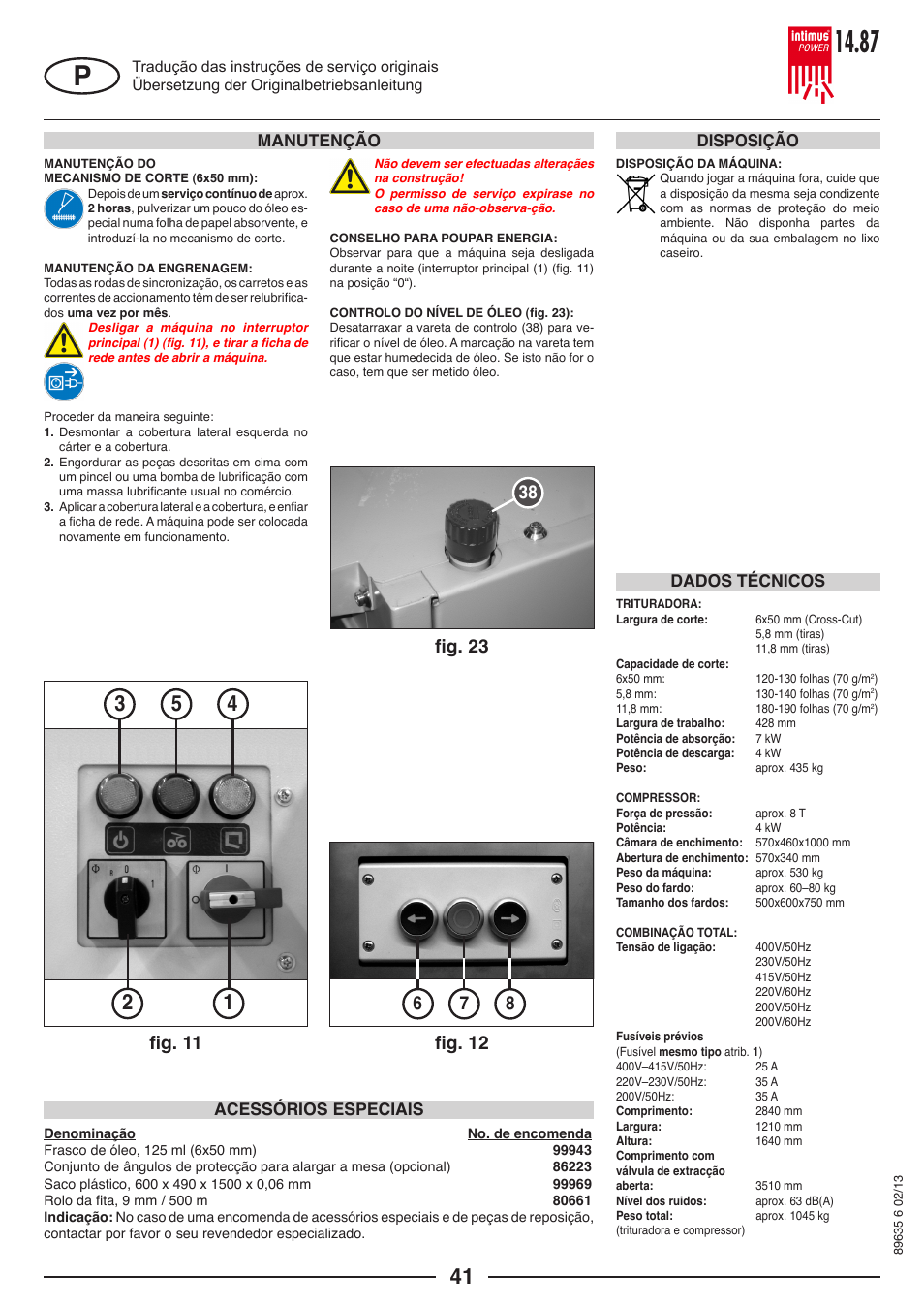 intimus POWER 14.87 User Manual | Page 41 / 68