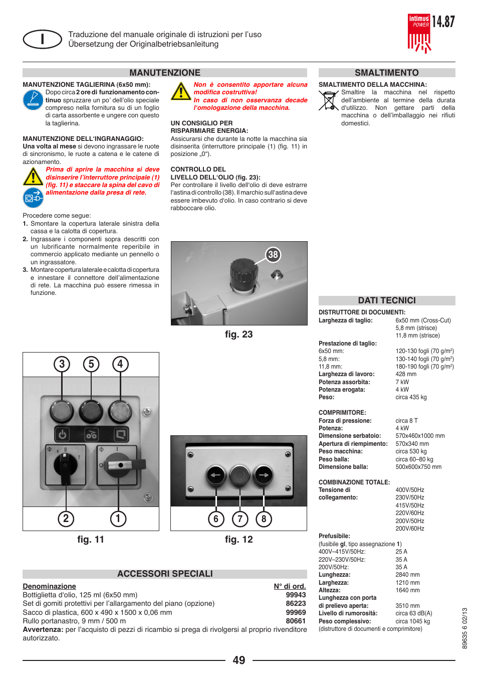 intimus POWER 14.87 User Manual | Page 49 / 68