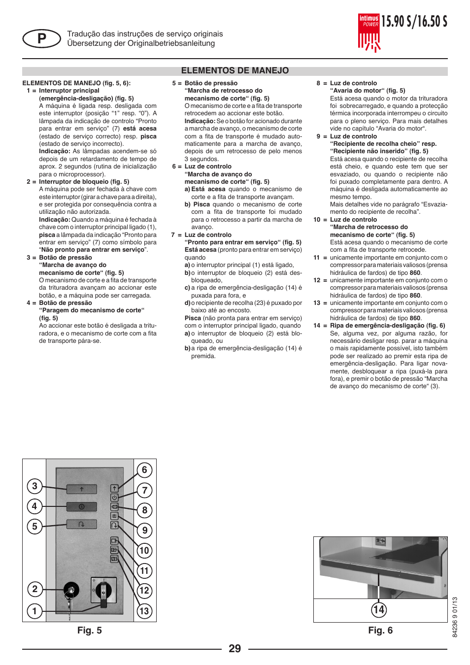 Fig. 6, Elementos de manejo | intimus POWER 16.50 S User Manual | Page 29 / 48