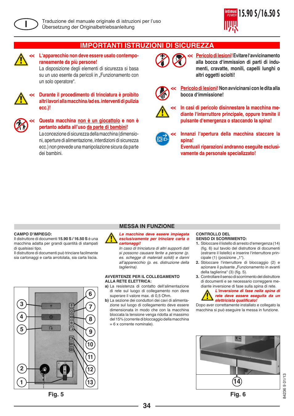 Importanti istruzioni di sicurezza, Fig. 6 | intimus POWER 16.50 S User Manual | Page 34 / 48