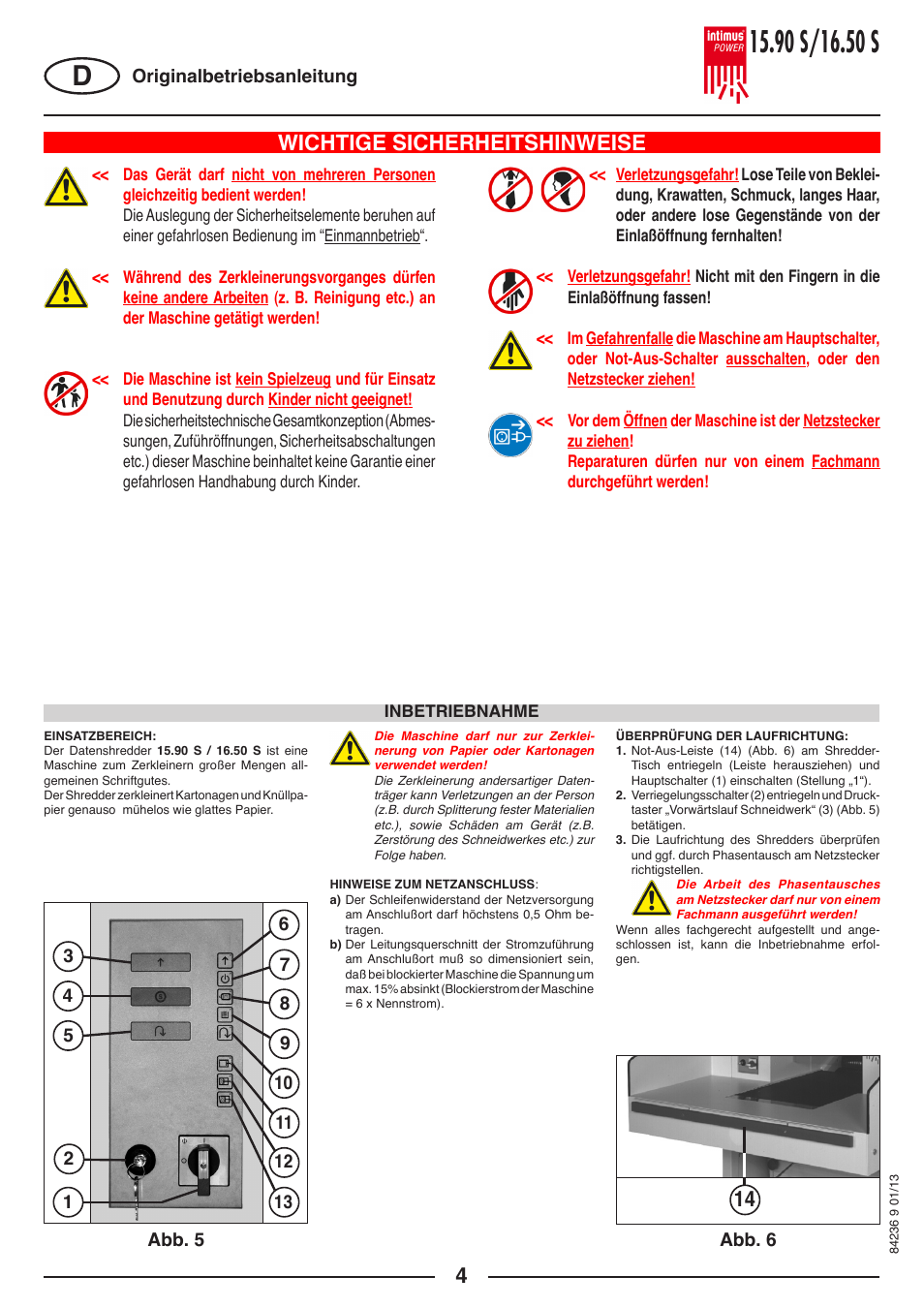 Wichtige sicherheitshinweise | intimus POWER 16.50 S User Manual | Page 4 / 48