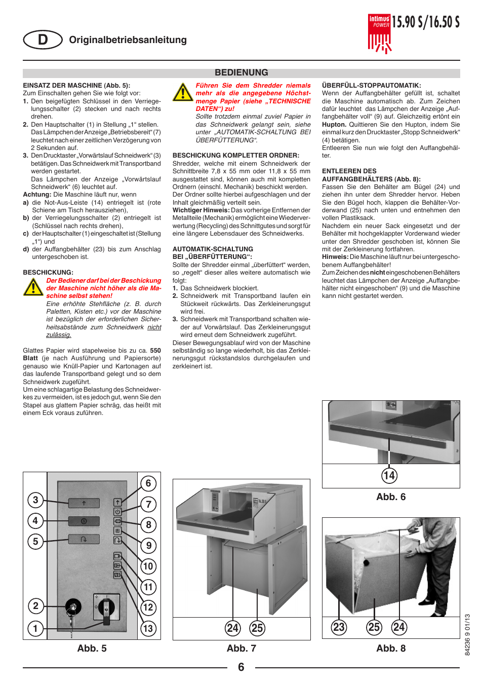 Abb. 5 abb. 7 abb. 6 abb. 8, Originalbetriebsanleitung | intimus POWER 16.50 S User Manual | Page 6 / 48