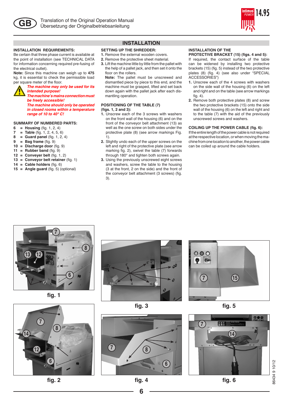 intimus POWER 14.95 S User Manual | Page 6 / 36