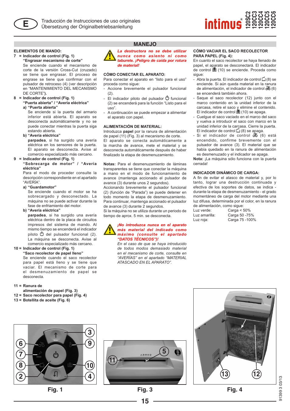 Fig. 1 fig. 4 fig. 3, Manejo | intimus 120 CC6 User Manual | Page 15 / 56