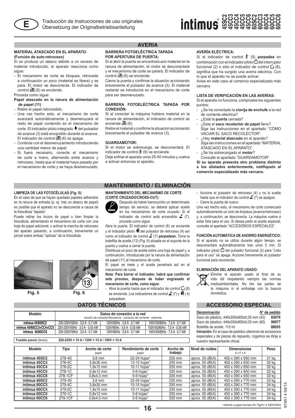 intimus 45 CC6 User Manual | Page 16 / 56