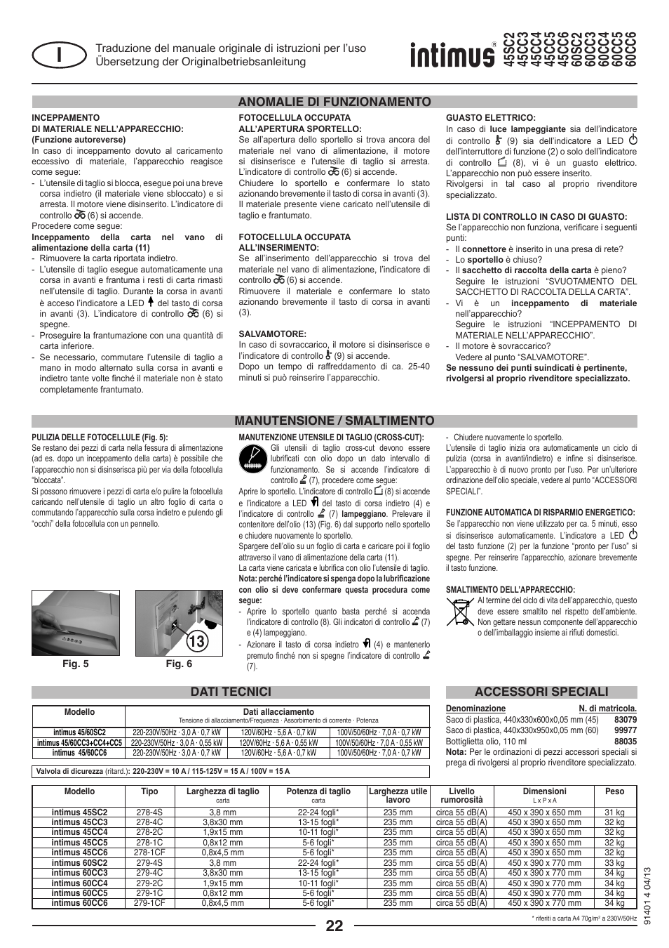 intimus 45 CC6 User Manual | Page 22 / 56