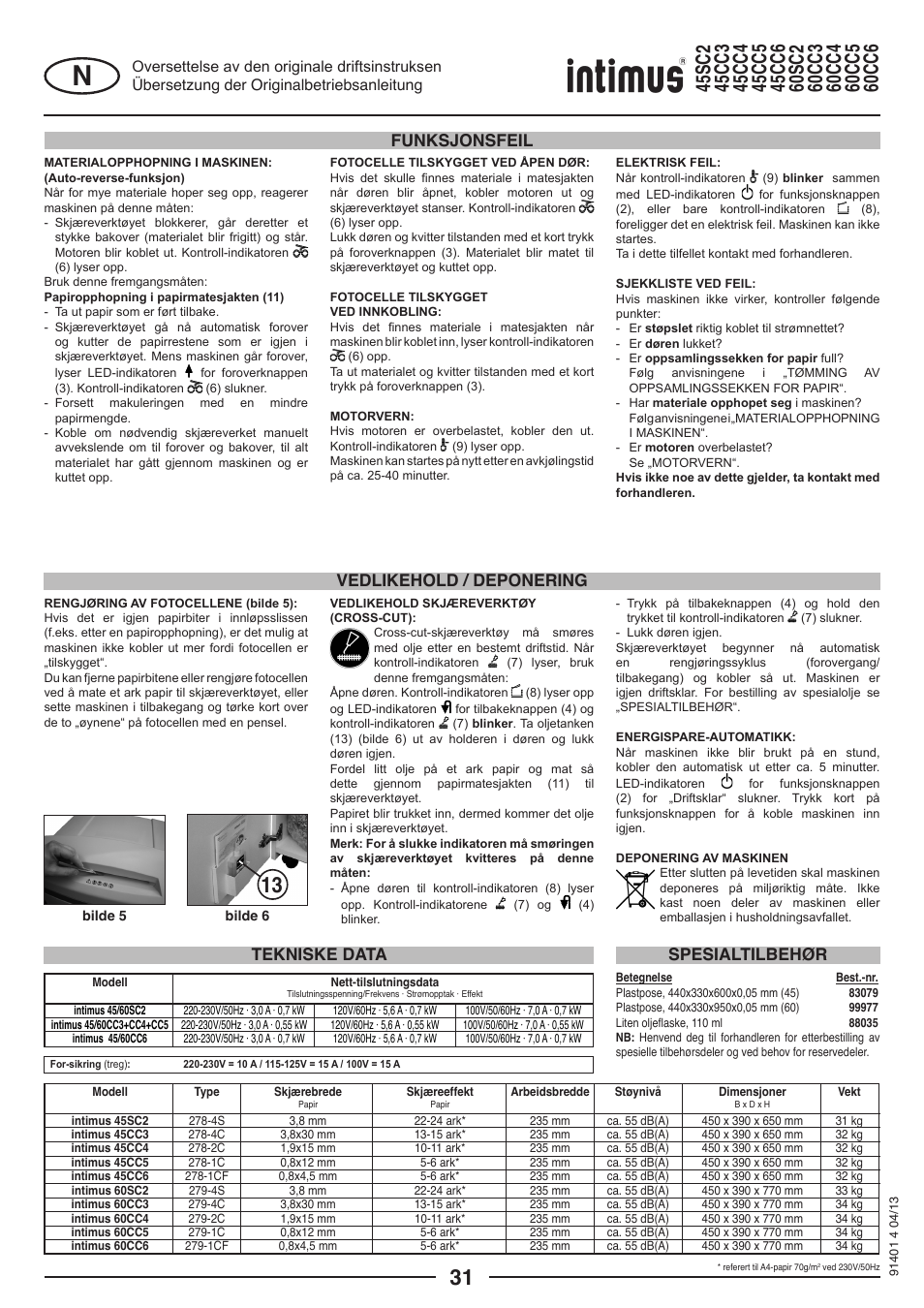 intimus 45 CC6 User Manual | Page 31 / 56