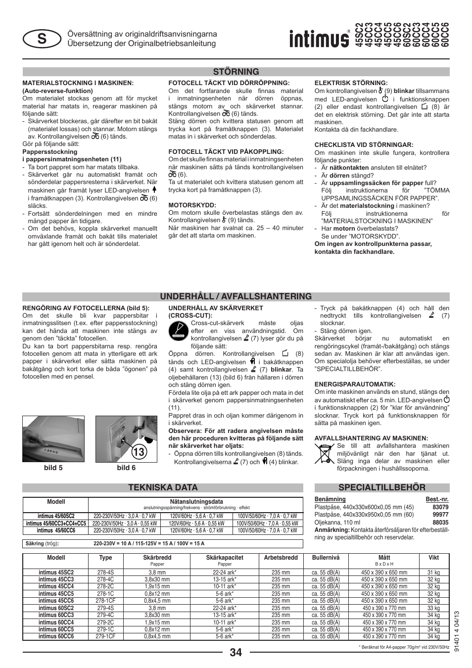 intimus 45 CC6 User Manual | Page 34 / 56