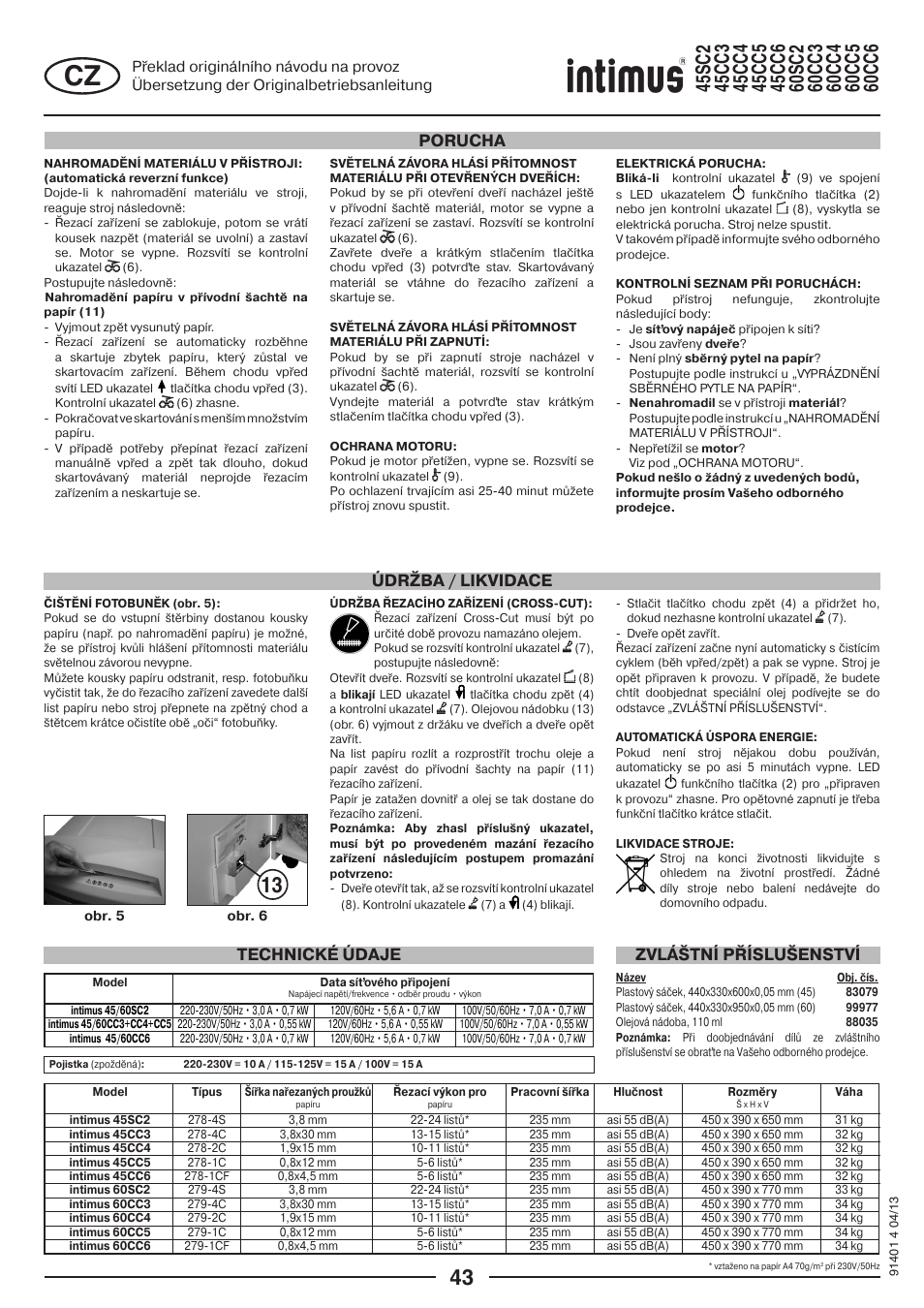 intimus 45 CC6 User Manual | Page 43 / 56
